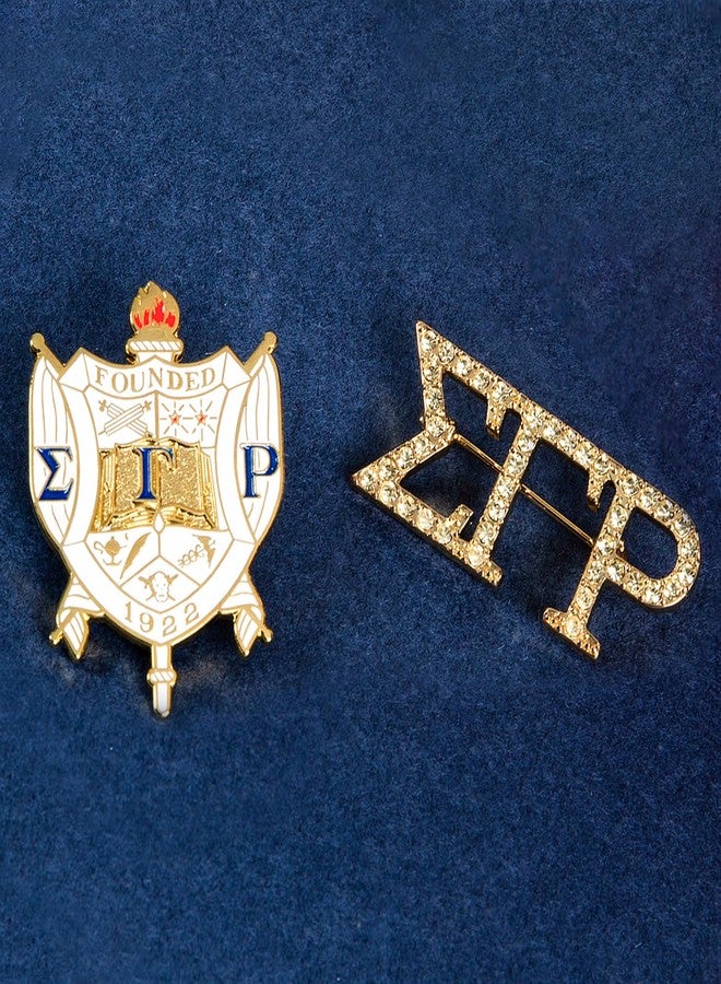 BBGreek Sigma Gamma Rho - مستلزمات SGRho - بائع رسمي - طقم من قطعتين من دبابيس طية صدر السترة - مينا وأحجار الراين - مستلزمات أخوية نسائية - Image 5